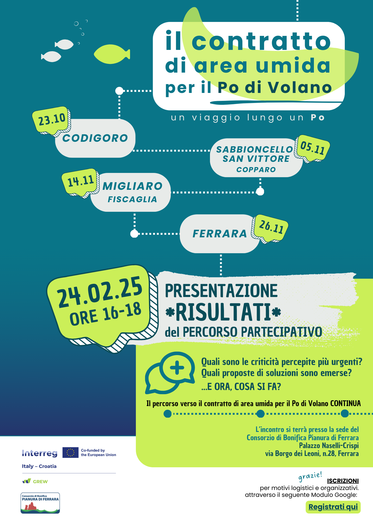Progetto GREW, incontro per il Contratto di area umida Po di Volano